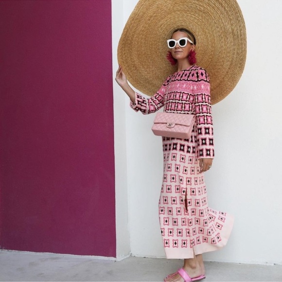 ZARA PINK GEOMETRIC PIRINT MAXI DRESS BLOGGER FAV - Picture 11 of 16